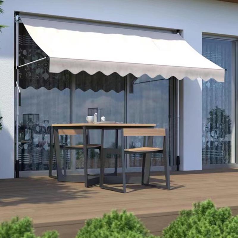 Folding Retractable No-Drill Sunshade: Hand-Crank Balcony & Shop Canopy