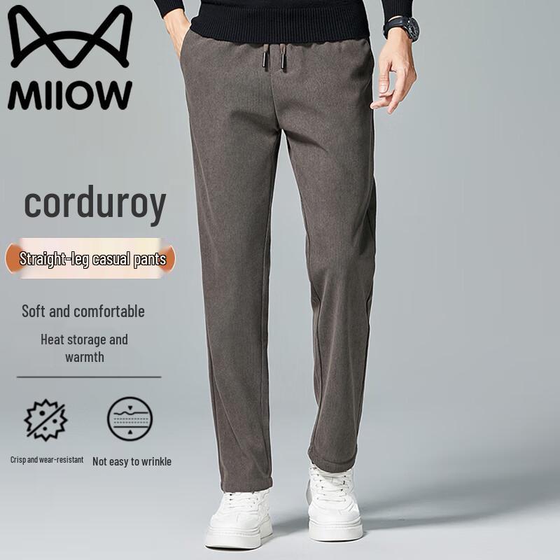 

Mao Ren Men s Warm Straight-Fit Corduroy Casual Pants 2XL