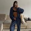 Two Piece Tracksuit Set for Women Cropped Zip Up Sweatshirt And Wide Leg Sweatpants Sets Spring Casual Sweatsuit Lounge Set
