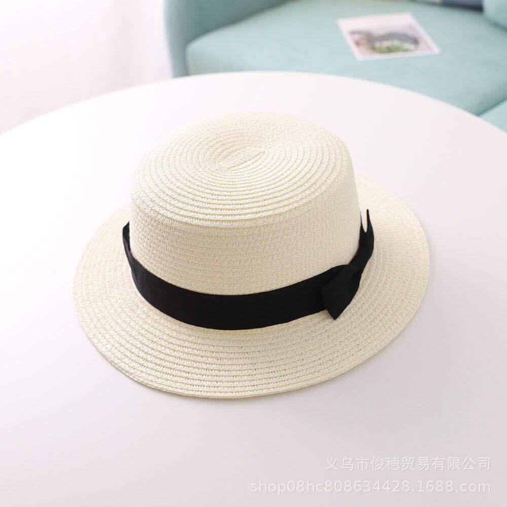 Spring and Summer Korean Version of Straw Hat, British Retro European and American Bows, Flat Top Topper, Sunshade and Sunscreen Beach Hat?