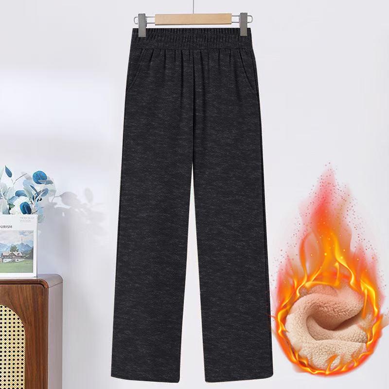 Damen Elegante High-Waist Gerade Hose mit Fleece-Futter für Herbst/Winter 2026