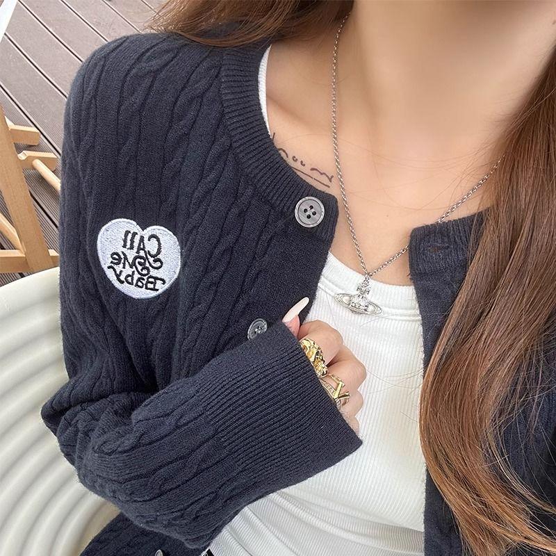 

Women s Cable Knit Cardigan Sweater - 2024 College Style Jacket Medium серый
