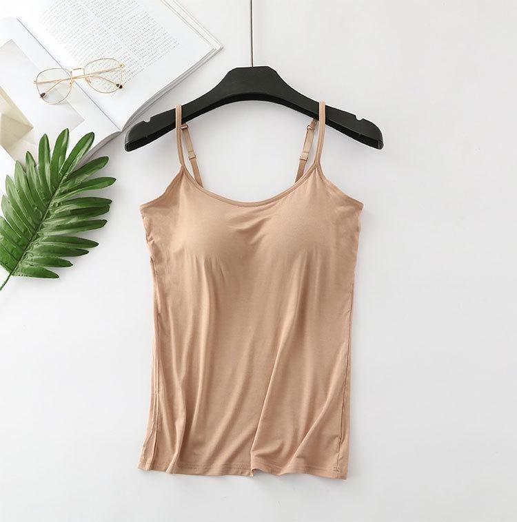 2025 Ny Slim Flerfarget Dame Camisole Stor Størrelse Uten Stålbøyle Integrert Femfingers Brystpute Underlags Skjorte