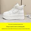 Women's High-Top White Velvet Leather Sneakers, 2023 Trendy Thick-Soled Platform for Height Enhancement