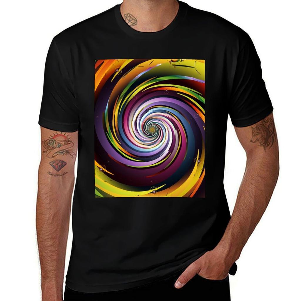 Rainbow Vortex Spiral Art Tshirt Summer Print Short Sleeve Tee