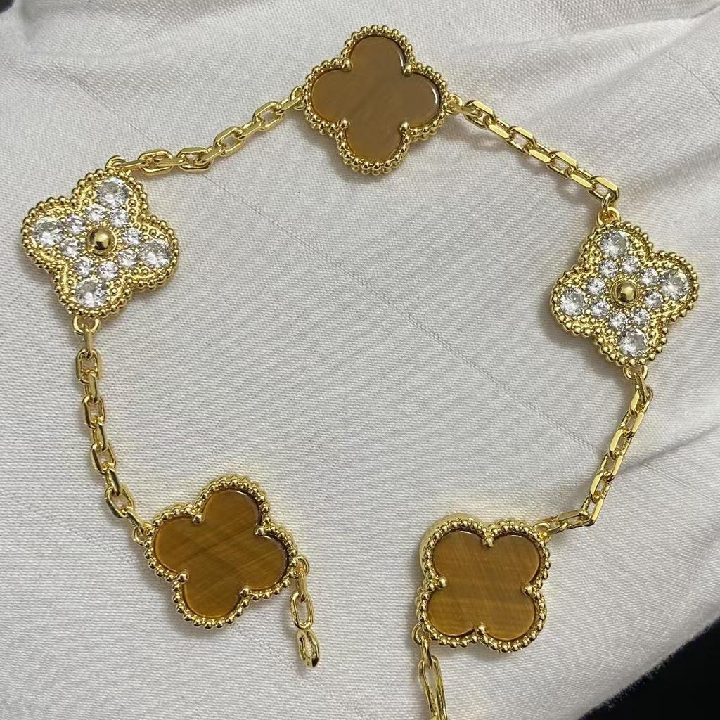 Nouă Versiune Brățară Trifoi cu Patru Foi Cinci Flori Agat Roșu Natural Sidef Alb Brățară Dama Brățară Laser