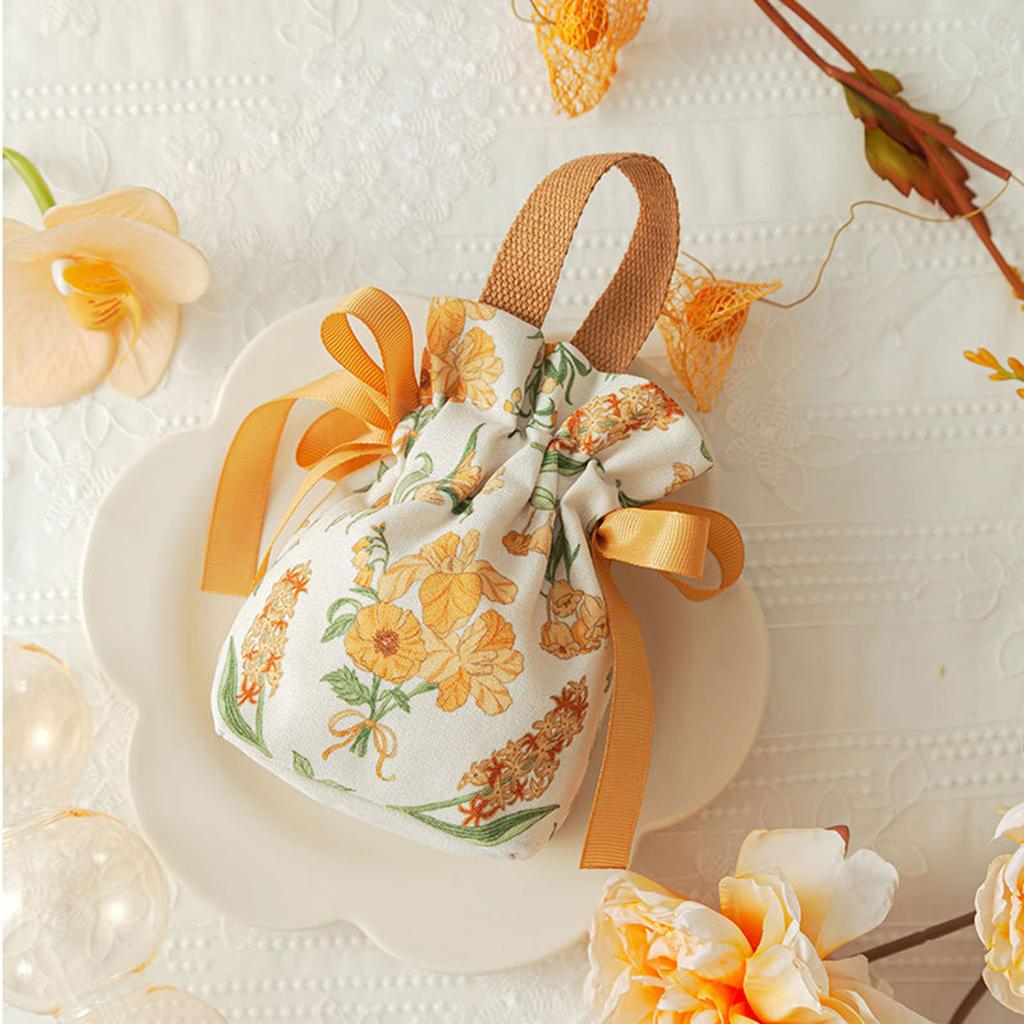 Elegant Florals Print Candy Storage Bag for Bridals Showers Birthday Parties and Holiday Celebration Sturdy Canvas