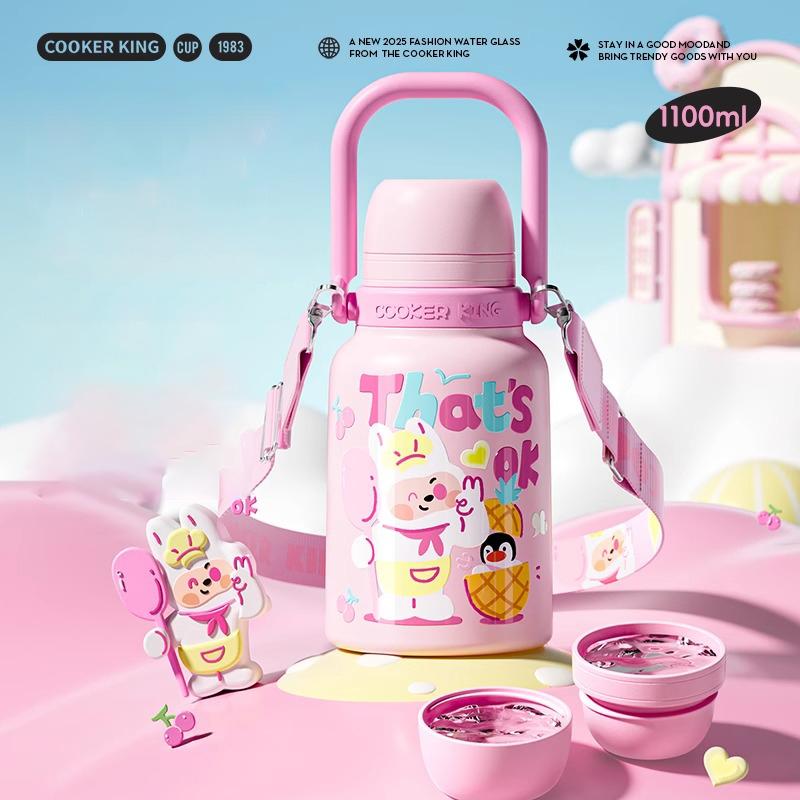 COOKER KING 316 Stainless Steel Insulated Straw Cup Children Thermos Cup Keep Warm and Cold Student School Water Bottles