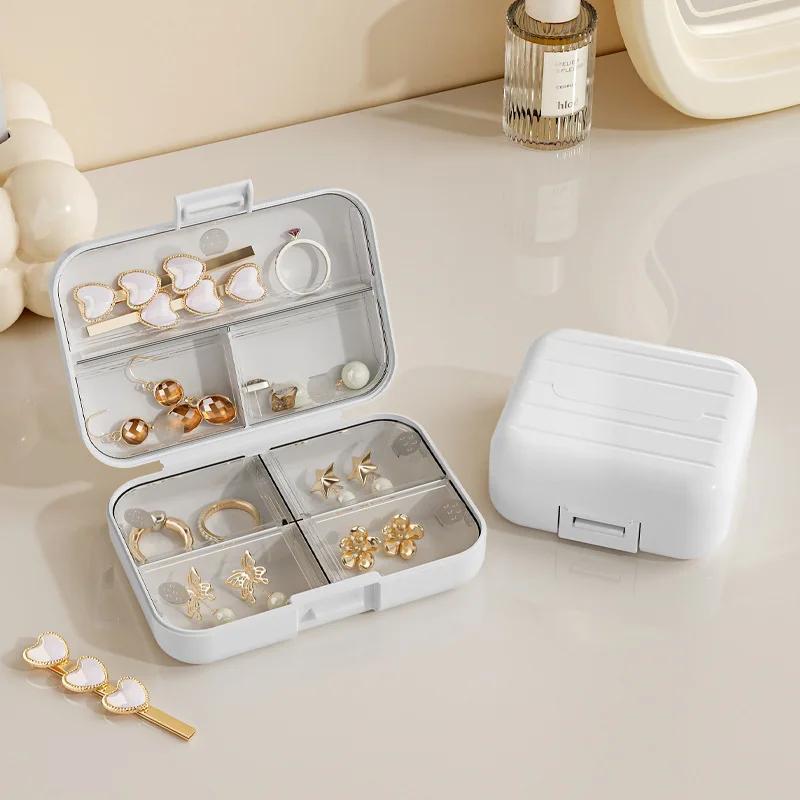 1PC Small Jewelry Storage Box Travel Simple Portable Ring Necklace Earrings Jewelry Grid Storage Box