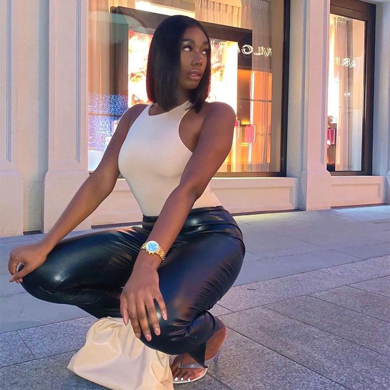 2022 модные осенне-зимние женские брюки из искусственной кожи — фото 10