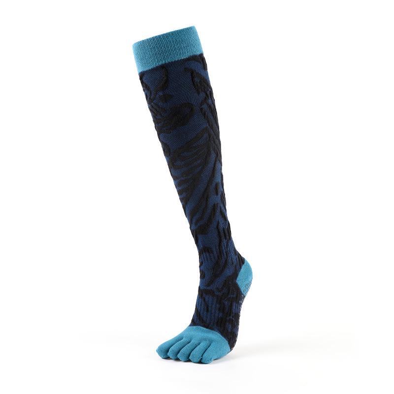 MEIKAN Non-Slip Women s Yoga Toe Socks - Color Block Five-Finger Pilates High Socks Women s Size (35-38) синий