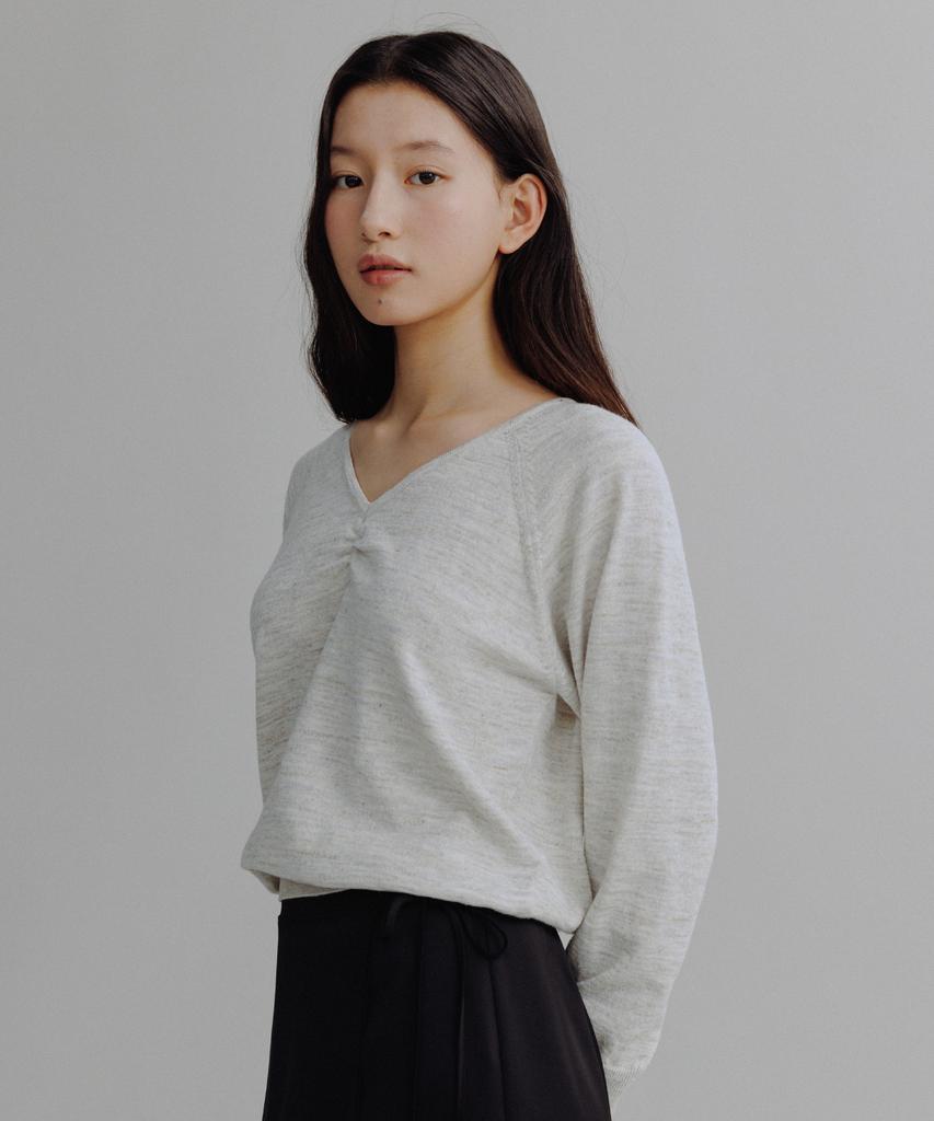 Manggomaenipeullijeu Mary V Neck Knit_Oatmeal