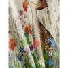 Women's Tee - Tabby Cat in Flower Meadow Graphic, Whimsical Garden Print Design for Casual Daily Wear