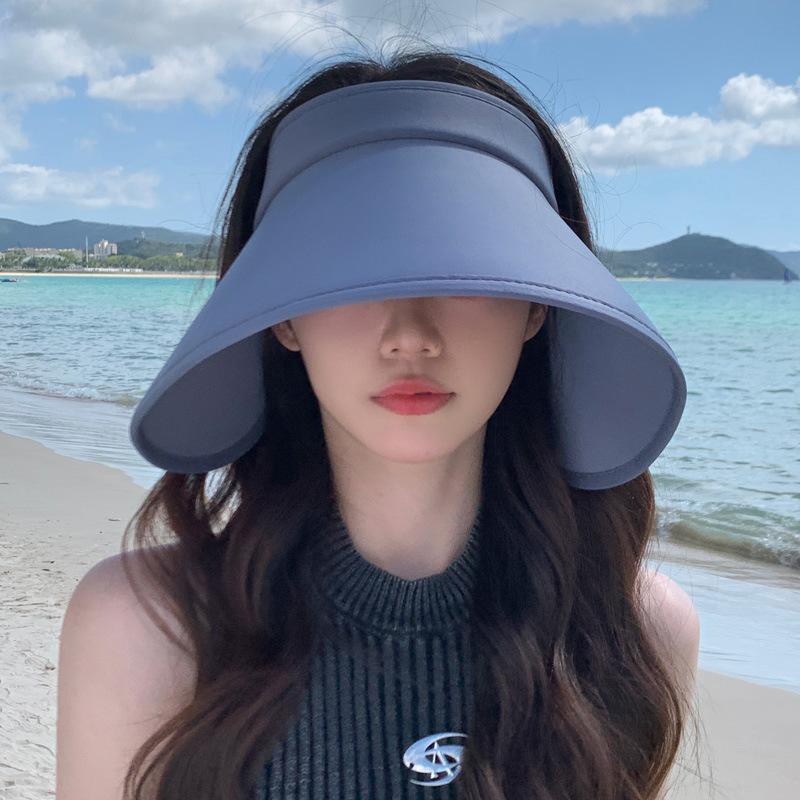 Koreanische Frauen Sommer Sonnenhut Große Krempe Leere Top Pferdeschwanz Kappe Outdoor Reise UV Schutz Sonnenschutz Hüte Mädchen Klapp Visiere