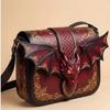 Borsa Messenger Magica Drago Marrone e Blu Contrasto Colore Design di Nicchia Decorazione Ala Drago Blu Stile Fantasy Borsa per Cellulare