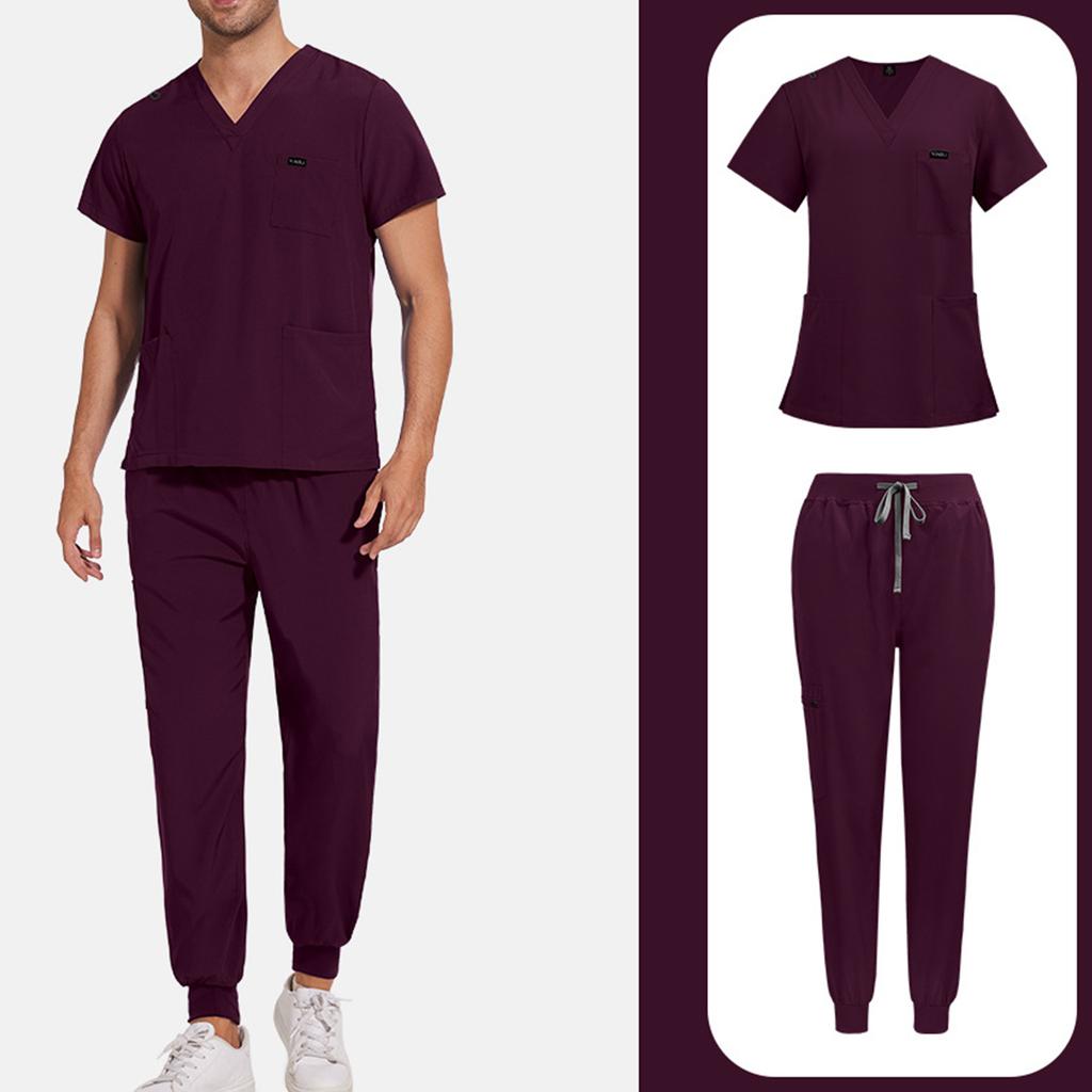 Mens' Comfortable And Casual Solid Color Short Sleeved Pants Protective Suit Set