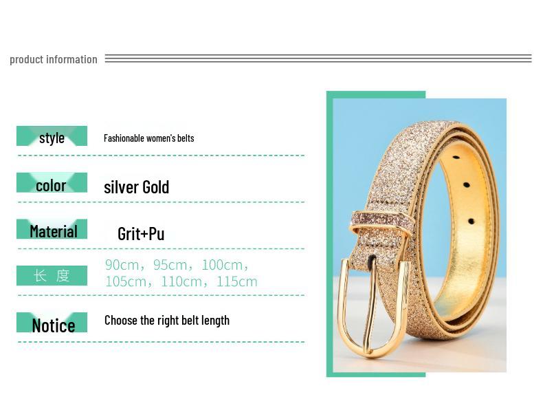 Trendy Korean Style Women's Gold Faux Leather PU Belt