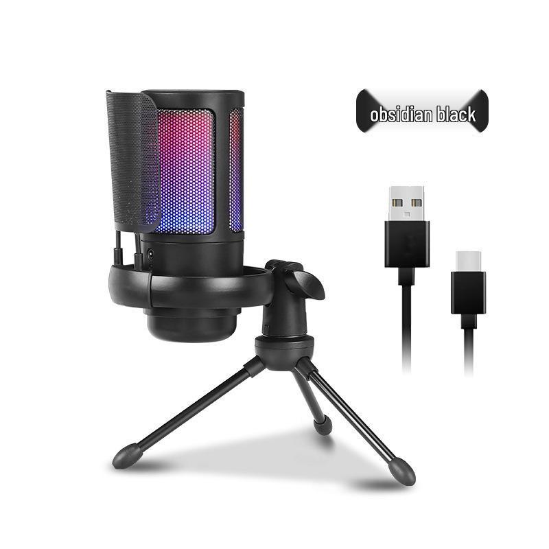 RGB USB Condenser Microphone with Desktop Tripod Stand for Gaming & Live Streaming