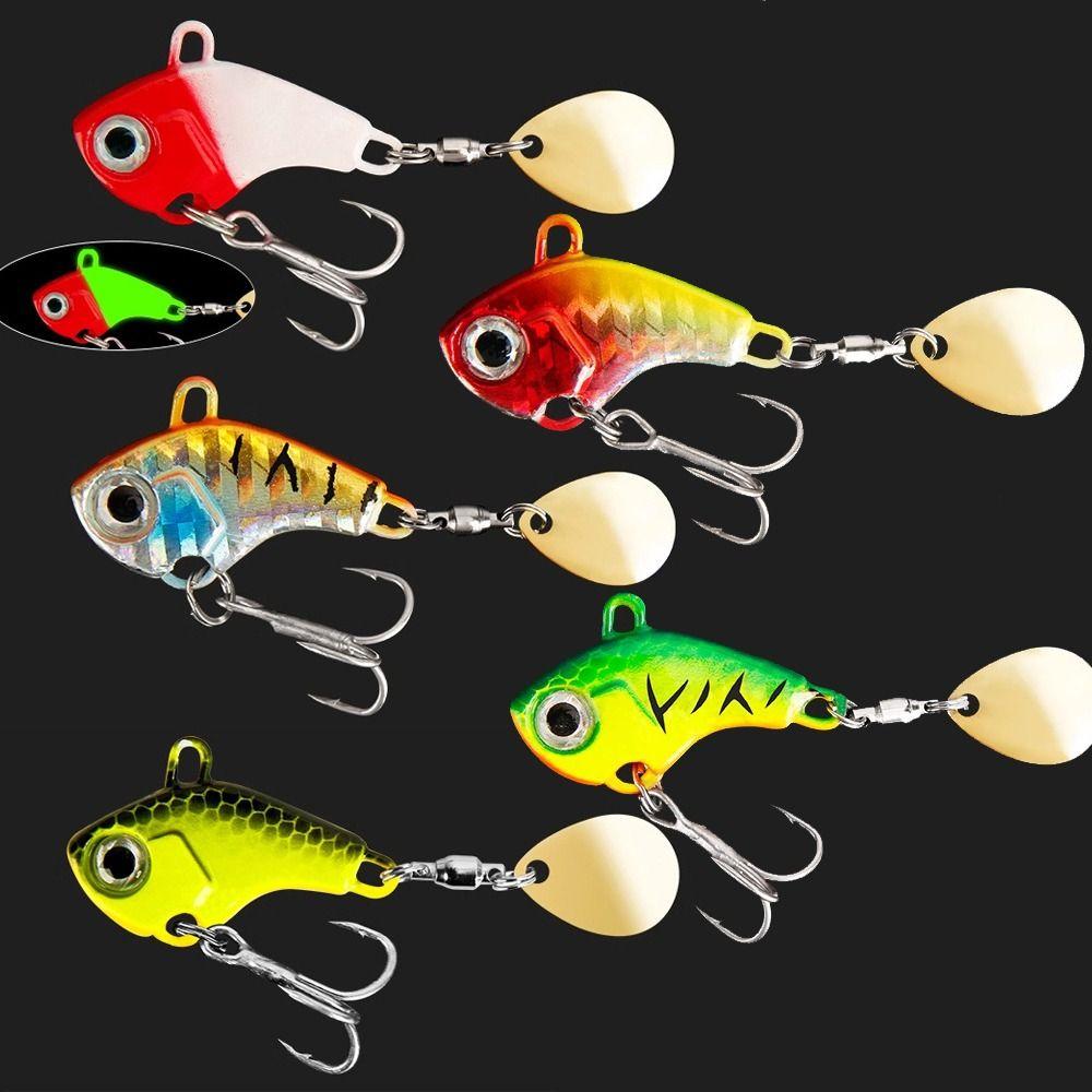 5Pcs/Box Hard Metal Rotating VIB Lure For Saltwater Freshwater Bass Pike Trout Fishing