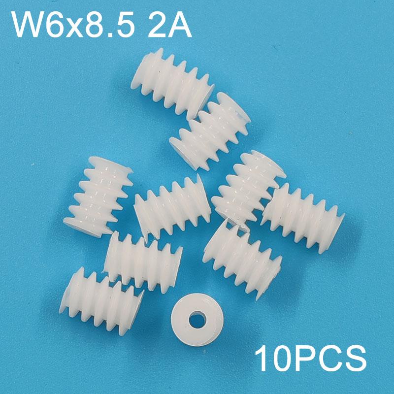 W6x8.5 2A Plastic Worm Gear 0.5M 8mm / 8.5mm Length 6mm Diameter Helical Pinion DIY Model Toy Parts Accessories W6x8 2A