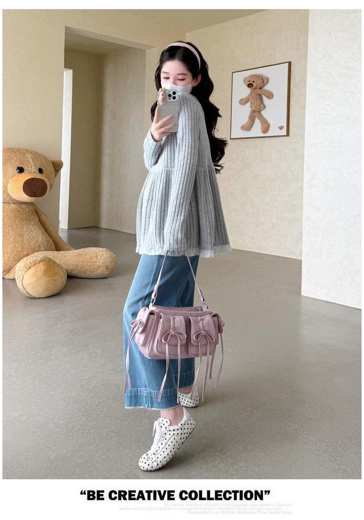 2026 Spring/Autumn Korean Style Maternity Sequin Knit Top: Belly Covering, Slimming, Elastic Fit