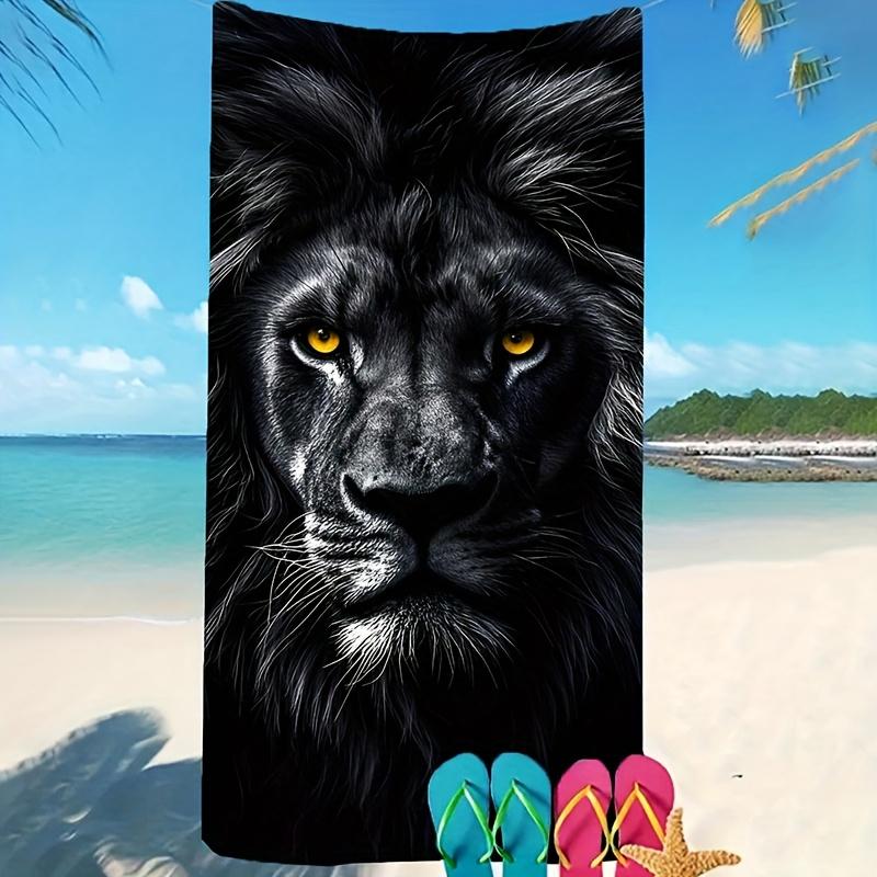 Black Lion And White Tiger Printed Quick-Dry Bath Towel for Women Suitable for Sports Beach And Swimming Pool Use