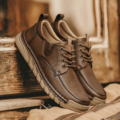 Mode Extérieur Homme Confortable Antidérapant Sports Décontracté Chaussures en Cuir Automne Nouvelle Mode Respirant Coutures Fait Main Décontracté Chaussures pour Homme