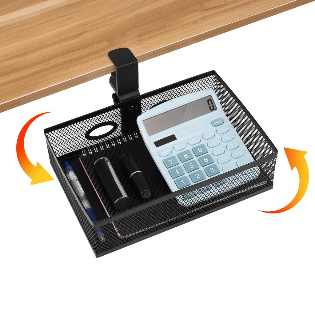 360 Grad drehbares Untertisch-Ablageregal mit zusätzlichen Schubladen, Schreibtischaufbewahrung, Platzsparend, Untertisch-Aufbewahrung, Schreibwaren, Aufbewahrung für Fernbedienungen,