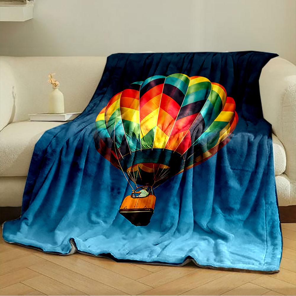 Colorful Hot Air Balloon Design for all seasons blanket lunch break throw gift