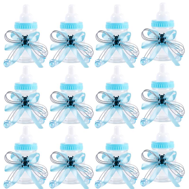 6/12pcs Blue Pink Baby Shower Gift Box Bottle Boy Girl Birthday Party Favors Gift Favorite Baptism Christening Candy Boxes