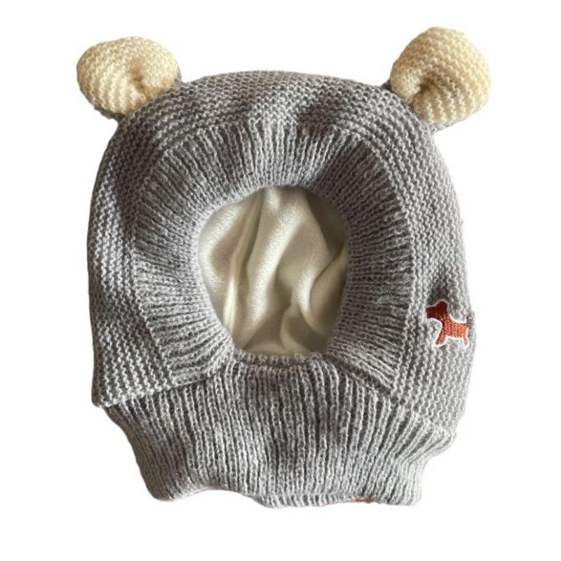 

Зимние детские теплые вязаные шапки для малышей с ушками, детские вязаные шапки-бини, однотонные детские шапки для мальчиков и девочек, аксессуары серый