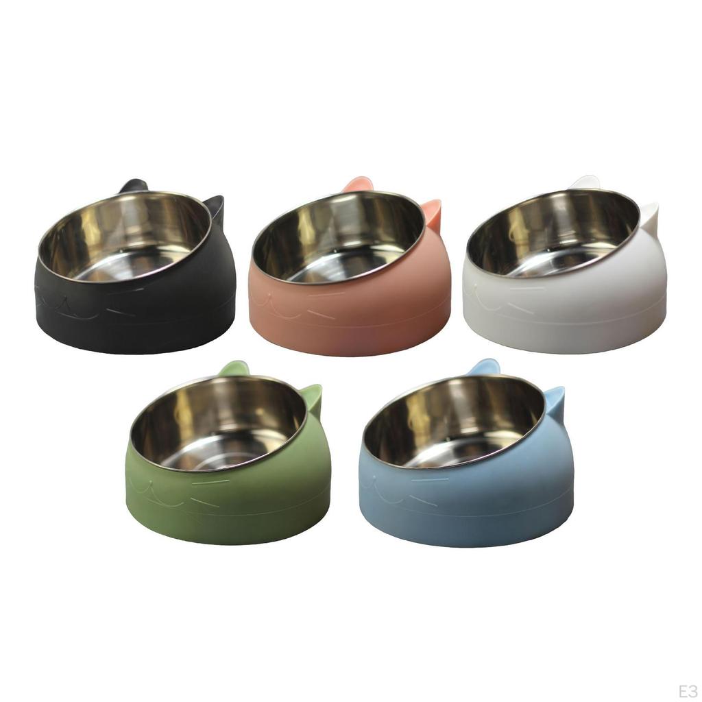 Raised Cat Bowl Anti Slip for Food Water Sleek Gift Pet Lover Sturdy Multiuse Stainless