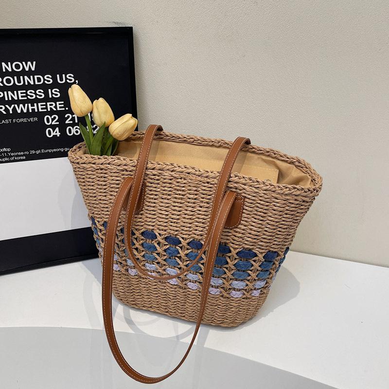 Women's Handbag Vegetable Basket Straw Beach Bag 2025 Spring New Large-capacity Tote Bag Travel Leisure Bag