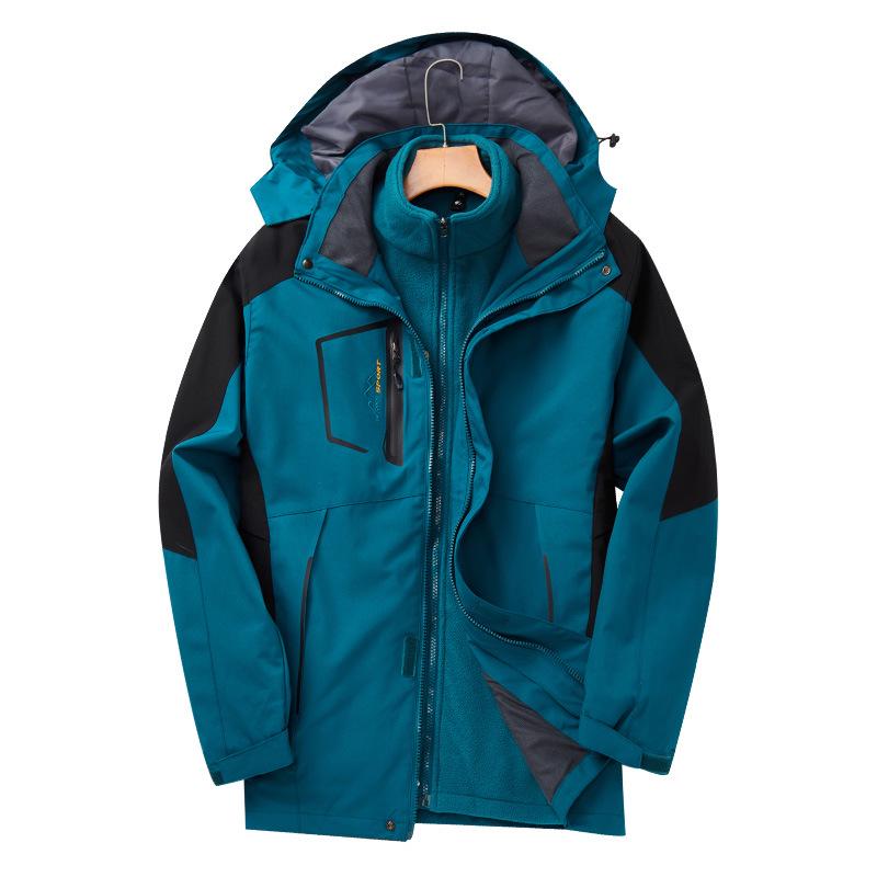 Outdoor Windproof 3-in-1 Detachable Mountaineering Suit with Two-Piece Fleece Liner