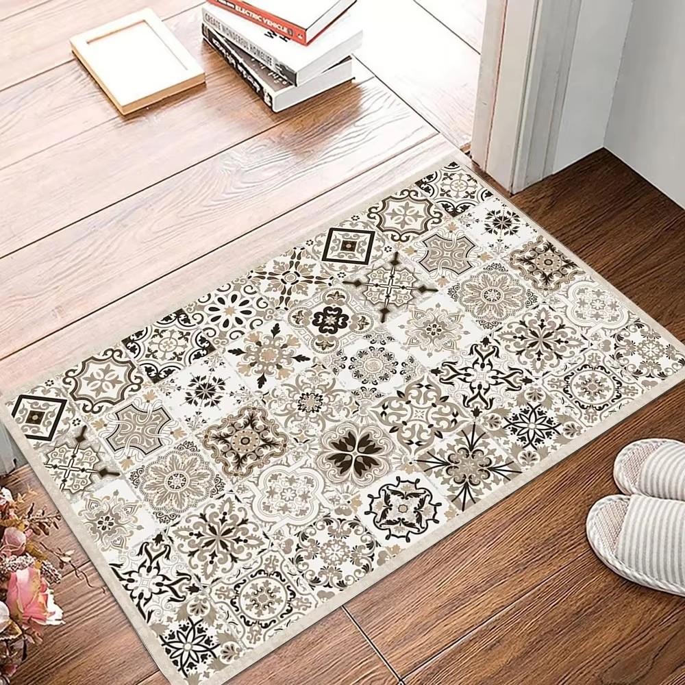 Covor de Flanelă BOHO Persan Vintage Preș pentru Ușa de Intrare Covor pentru Hol Covor Mic Antiderapant Lavabil Rezistent la Murdărie Decor pentru Casă