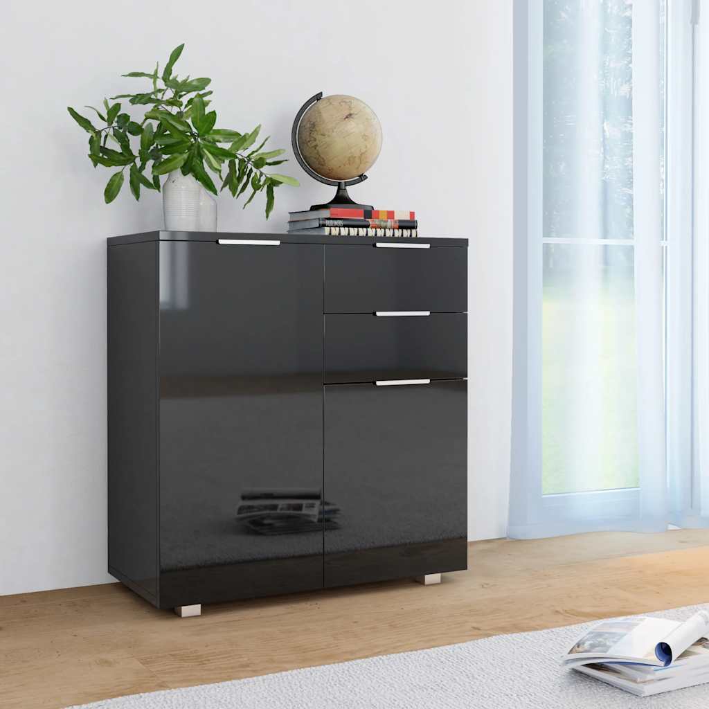 vidaXL Sideboard Hochglanz-Schwarz 71x35x80 cm Holzwerkstoff schwarz