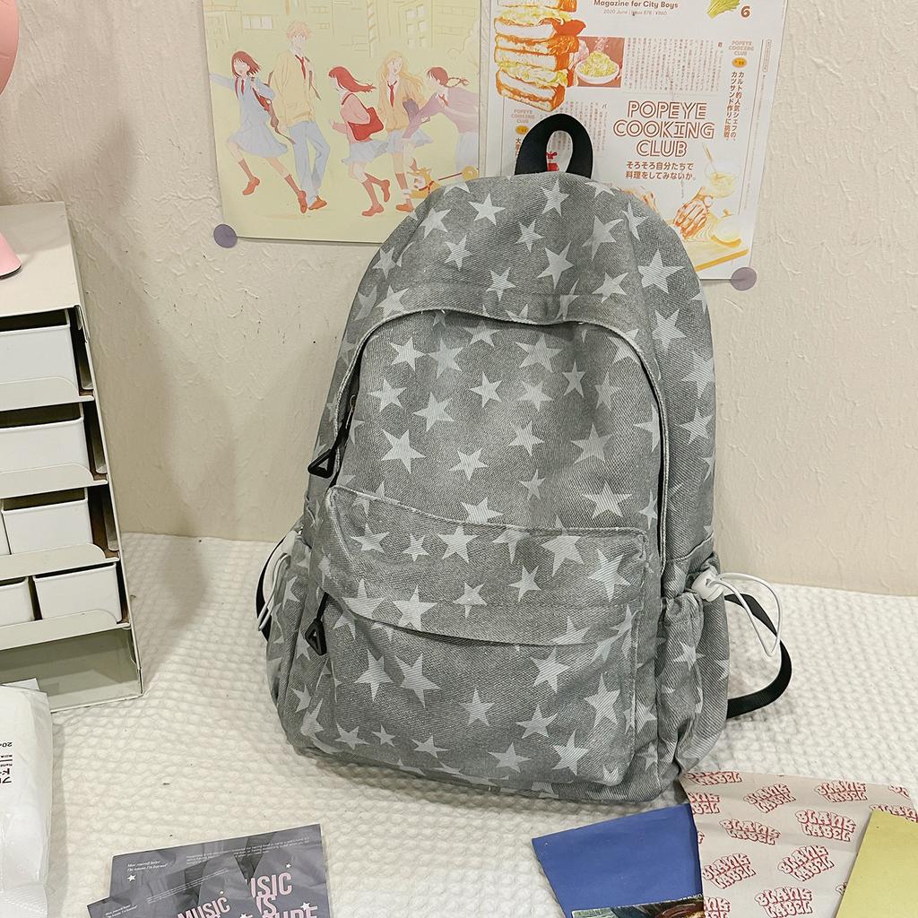 Schoolbag Japanese Ins Niche College Wind Star Schoolbag Female Student Korean Version Large Capacity Backpack Mori Simple Backpack