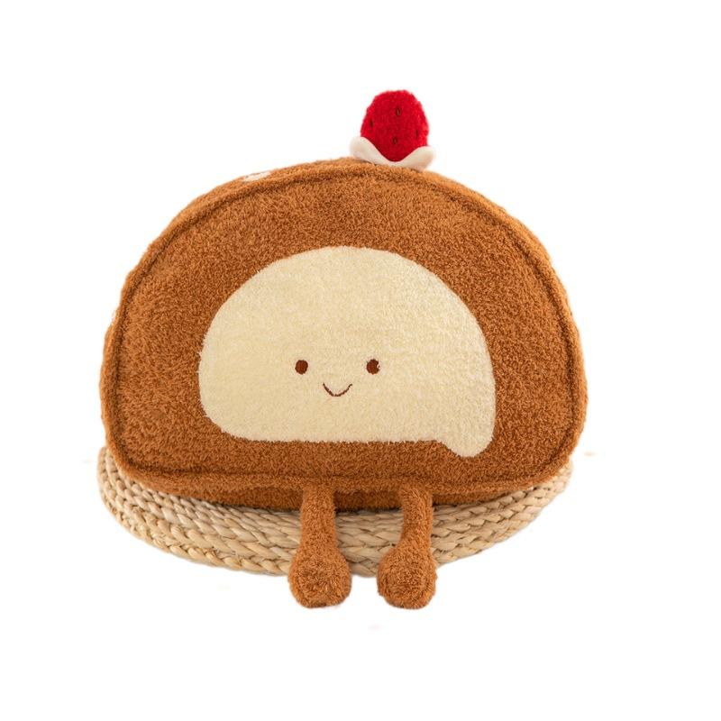 Q Soft Glutinous French Roll Strawberry Cake, Cute Face Smile Healing Cloud Plush Doll Cute Sleeping Pillow