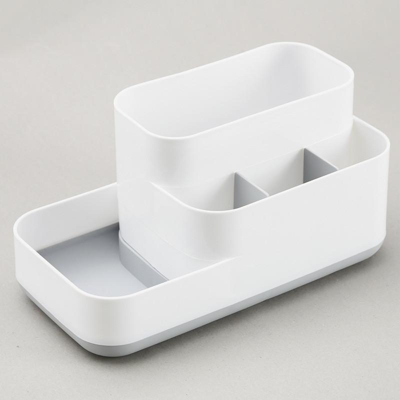 

Plastic Organizer Storage Box With Dividers For Makeup And Desk Clutter Management