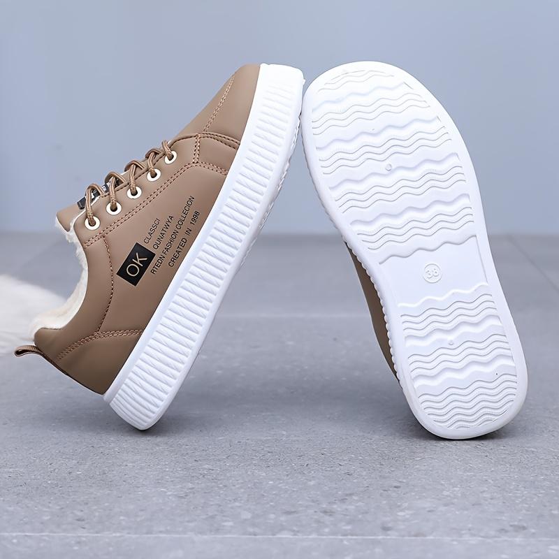 Sneakers Plushlined Womens Thermal Winter Casual Shoes With Thick Pvc Sole Laceup Design And Faux Furry Interior For Warmth And Comfort Shoes