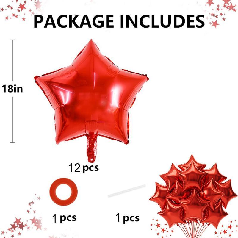 12Pcs 18Inch Multicolor Star Balloon Foil Balloon Pentagram Helium Balloon Christams Birthday Party Wedding Decoration