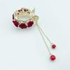 1pcs Fashion Velvet Rose Flower Red Ball Tasssel Crsytal Hair Claws For Women Party Hair Ponytail Holder Hair Accessories