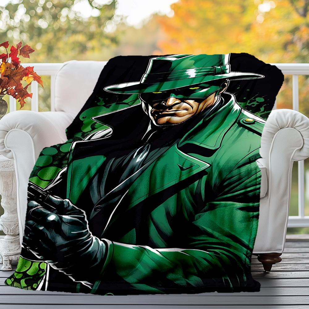 1pc Green LanternOutdoor Flannel Blanket Soft Plush Decor for Picnics, camping,Bedroom, Playroom, or Lunch Break, Perfect Gift