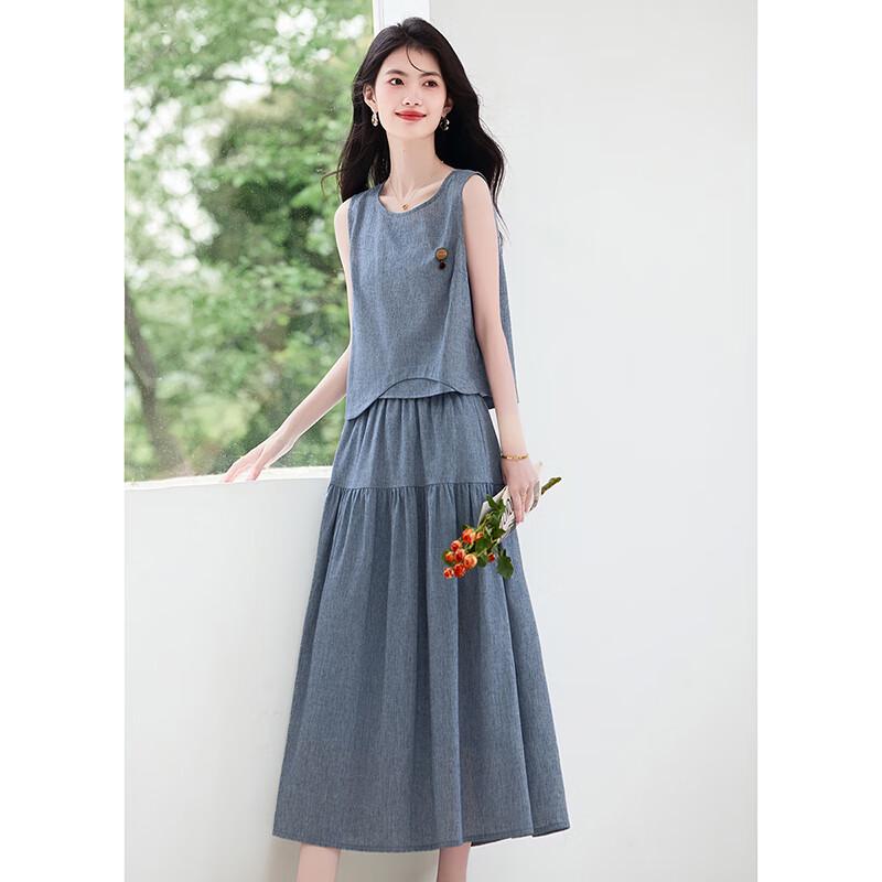 Xinfeiyu 2025 Summer Linen Blend Two-Piece Set