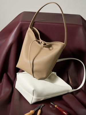 2026 Women's Large Capacity Lazy Style Shoulder Bag High-End Leather Handbag Bucket Bag Fashiable Women's Accessory