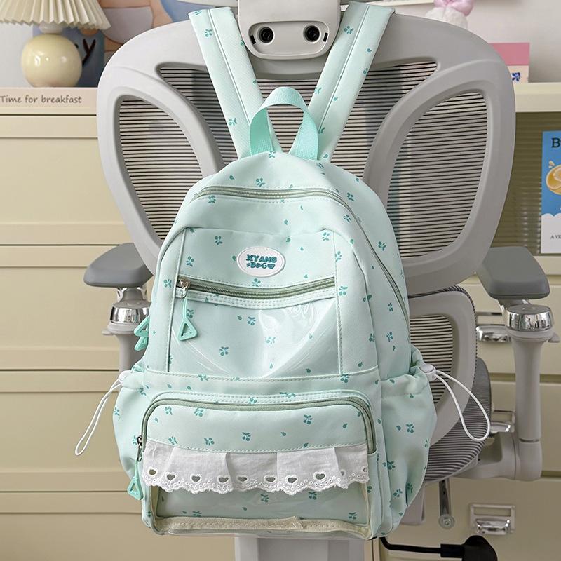 Schoolbag female cartoon print backpack burden reduction female students large capacity cute lightweight schoolbag junior high school backpack
