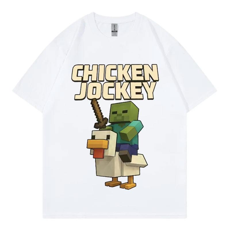 Chicken Jockey Game Cartoon Graphic T Shirt High Quality Fashion Short Sleeve Tshirt Men Women Casual Oversized Cotton Tshirts