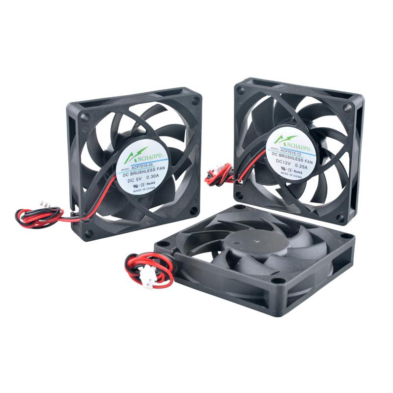 ACP7015 70x70x15mm Axial Cooling Fan 5V/12V/24V DC 2-Pin for Power Inverters, Routers, Electronics, HVAC, Servers DC24V Double ball чёрный