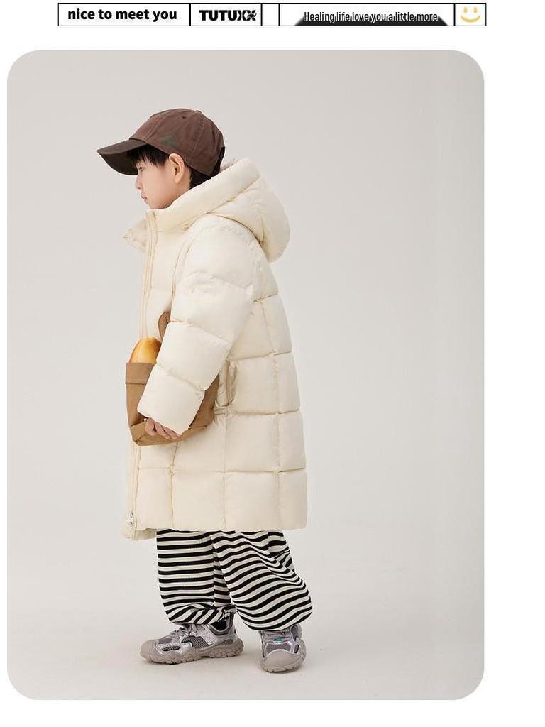 Winter 2025 Kinder Verdickte Baumwolljacke - Warmer Daunenmantel, Koreanischer Stil Lange Mode für Jungen und Mädchen