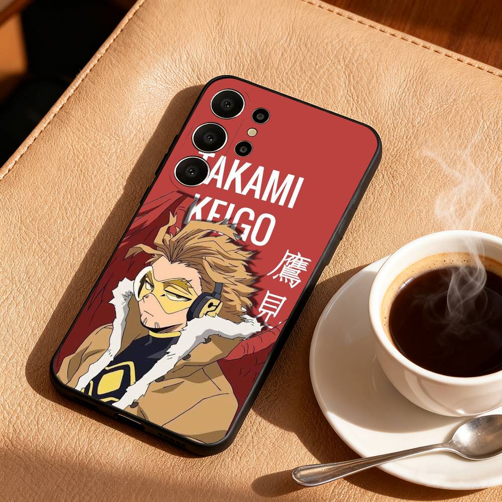 Hawks BNHA M-MHA Phone Case For Samsung S26,S25,24,23,22,30,21,10,9,Ultra,Plus,Lite,FE Soft Black Case